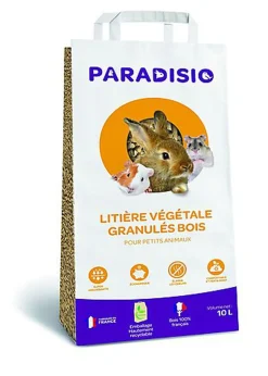 Paradisio - Litière Végétale Granulés Bois pour Rongeurs - 10L