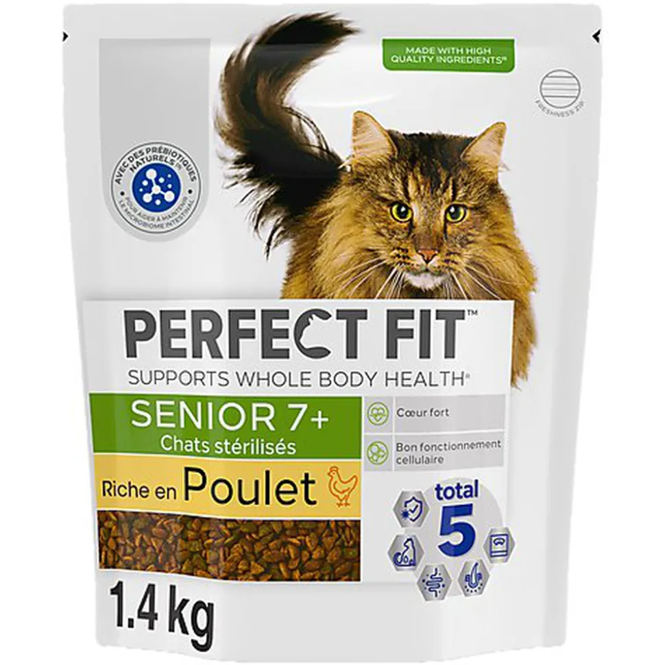 PERFECT FIT - Croquettes SENIOR 7+ au Poulet pour chat senior stérilisé - 1,4kg
