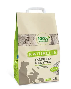 Perlinette - Litière Naturelle Papier Recyclé 100% Éco pour Chat - 25L