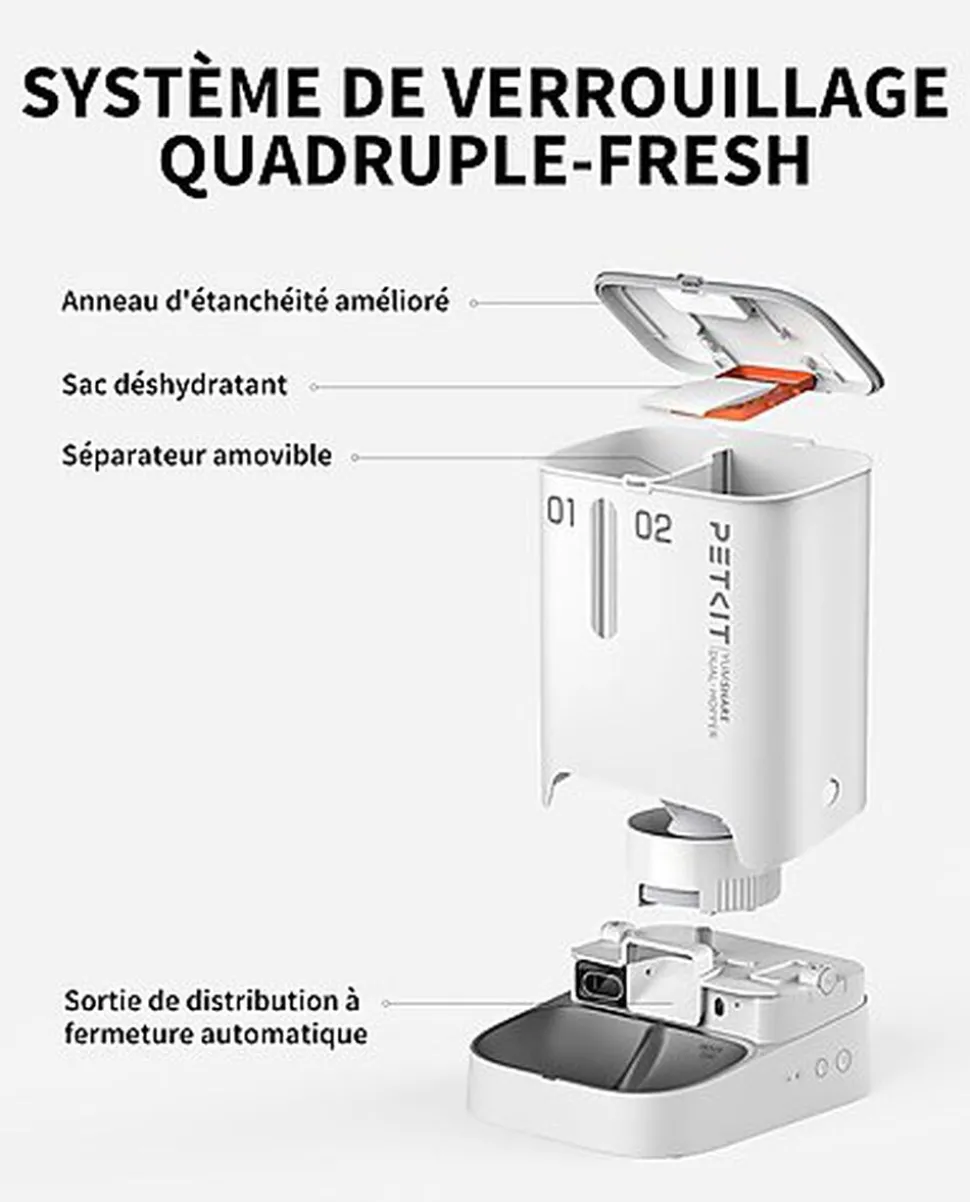 Petkit - Distributeur de Croquettes Double YumShare Dualhopper Connecté avec Caméra - 5L