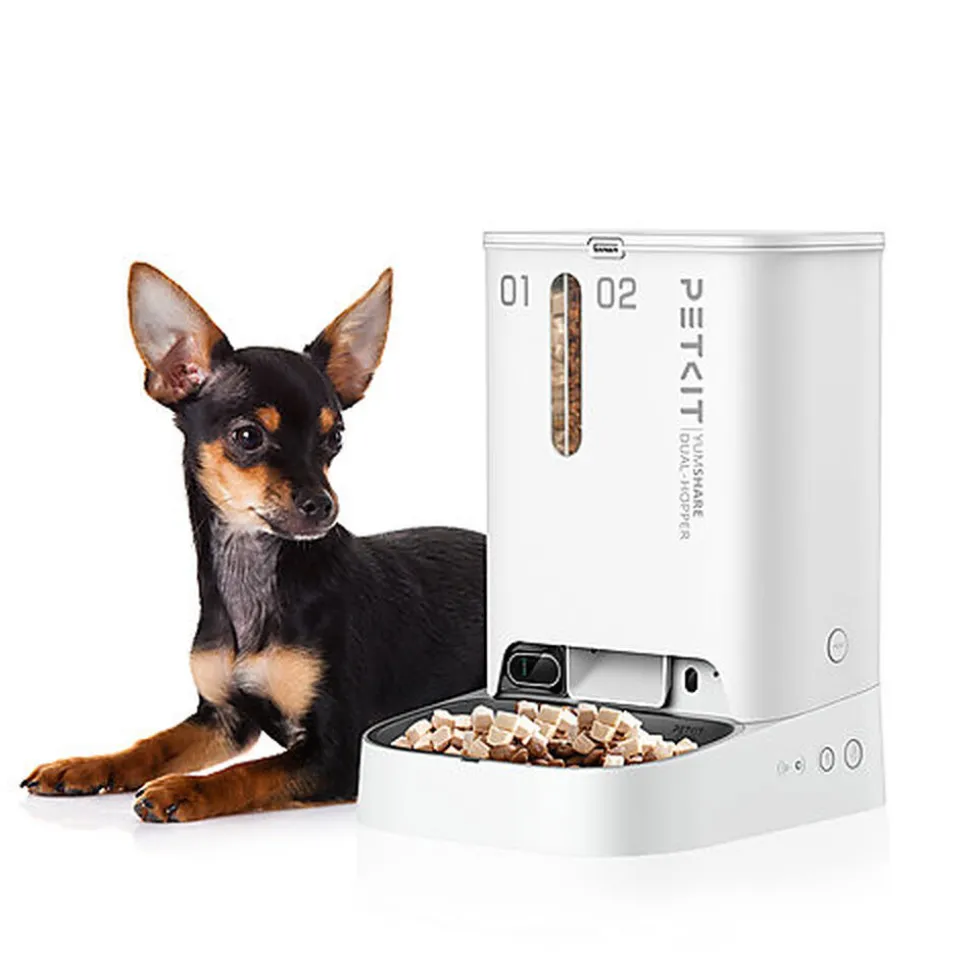 Petkit - Distributeur de Croquettes Double YumShare Dualhopper Connecté avec Caméra - 5L