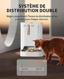 Petkit - Distributeur de Croquettes Double YumShare Dualhopper Connecté avec Caméra - 5L