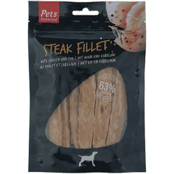 Pets Unlimited - Friandises Steak Fillet au Poulet et Cabillaud pour Chien - 100g