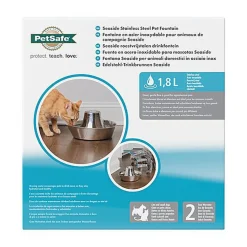 PetSafe - Fontaine à Eau Seaside Inox pour Chien et Chat - 1,7L