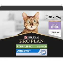 Pro Plan - Pâtée Repas Senior 7+ Longevis Dinde pour Chats - 10x75g