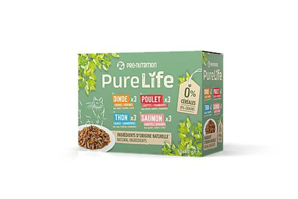 Pro-Nutrition - Multipack Pochons Pure Life Dinde Poulet Thon et Saumon - 12x85g