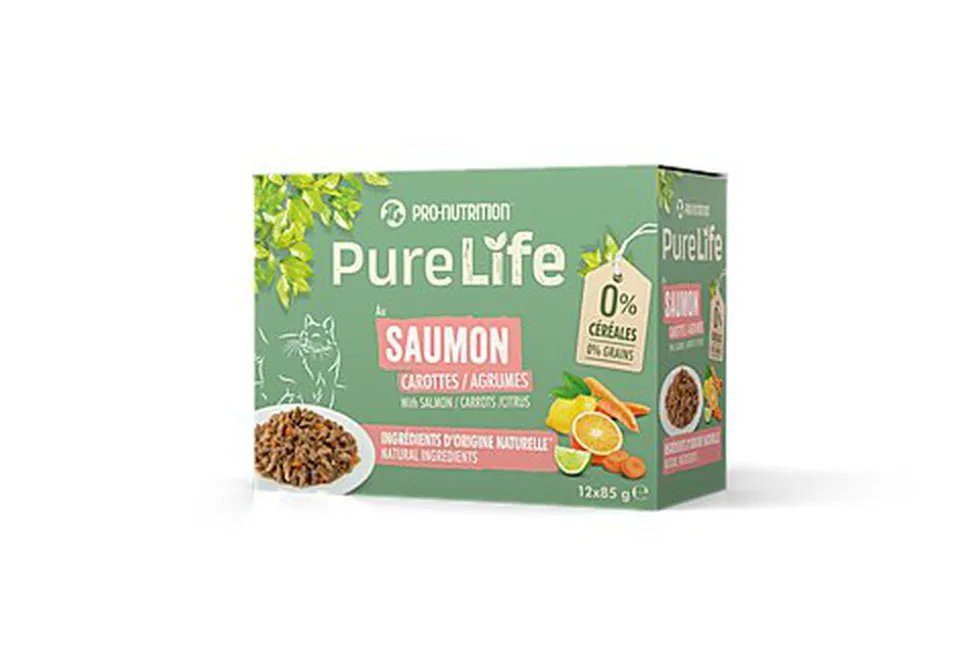 Pro-Nutrition - Pochons PureLife Effilés au Saumon en Sauce pour Chats - 12x85g