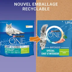 Purina One - Croquettes à la Dinde et Céréales pour Chat Adulte d'Intérieur - 1,5Kg