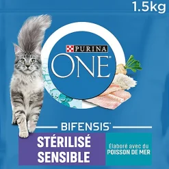 Purina One -  Croquettes Chat Stérilisé Sensible Poisson de mer - 1,5kg