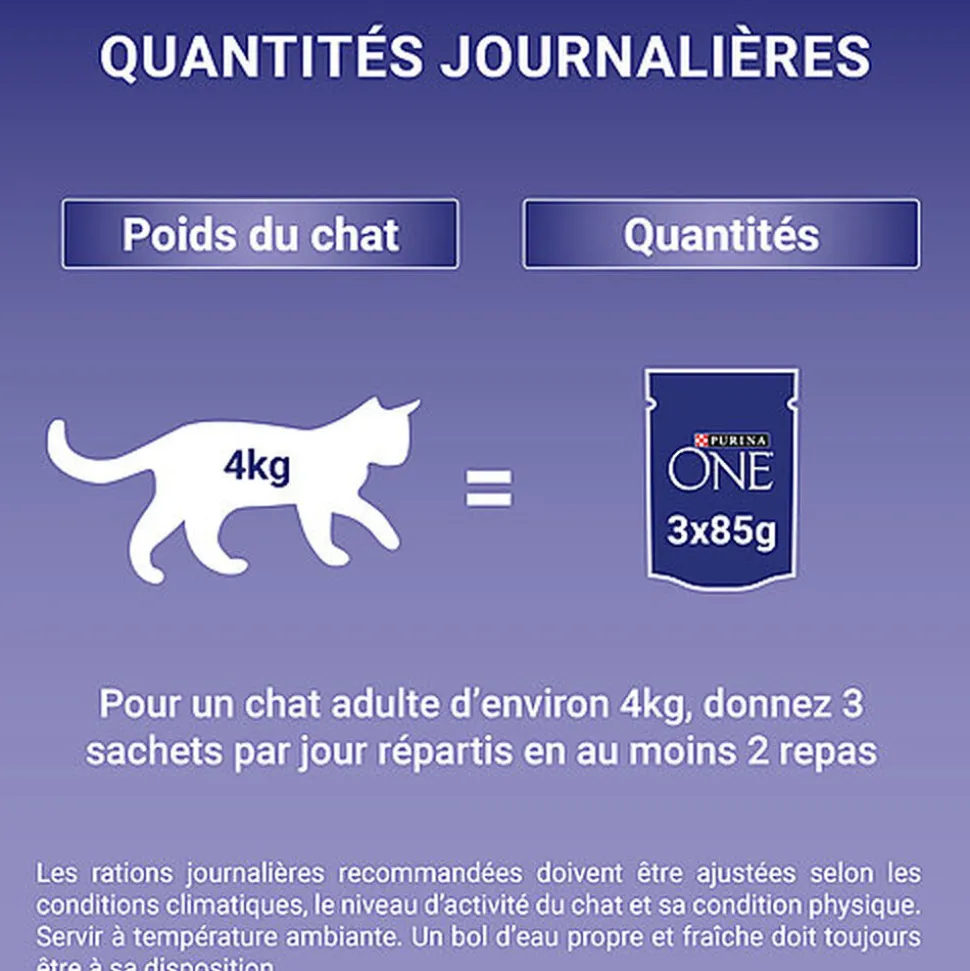 PURINA ONE - Sachets fraîcheurs Saumon et Dinde pour Chats Stérilisés - 4x85g