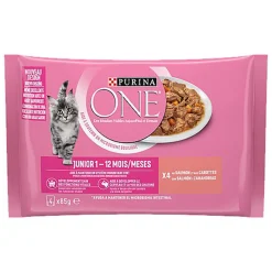 PURINA ONE - Sachets fraîcheurs au Saumon pour Chatons - 4x85g