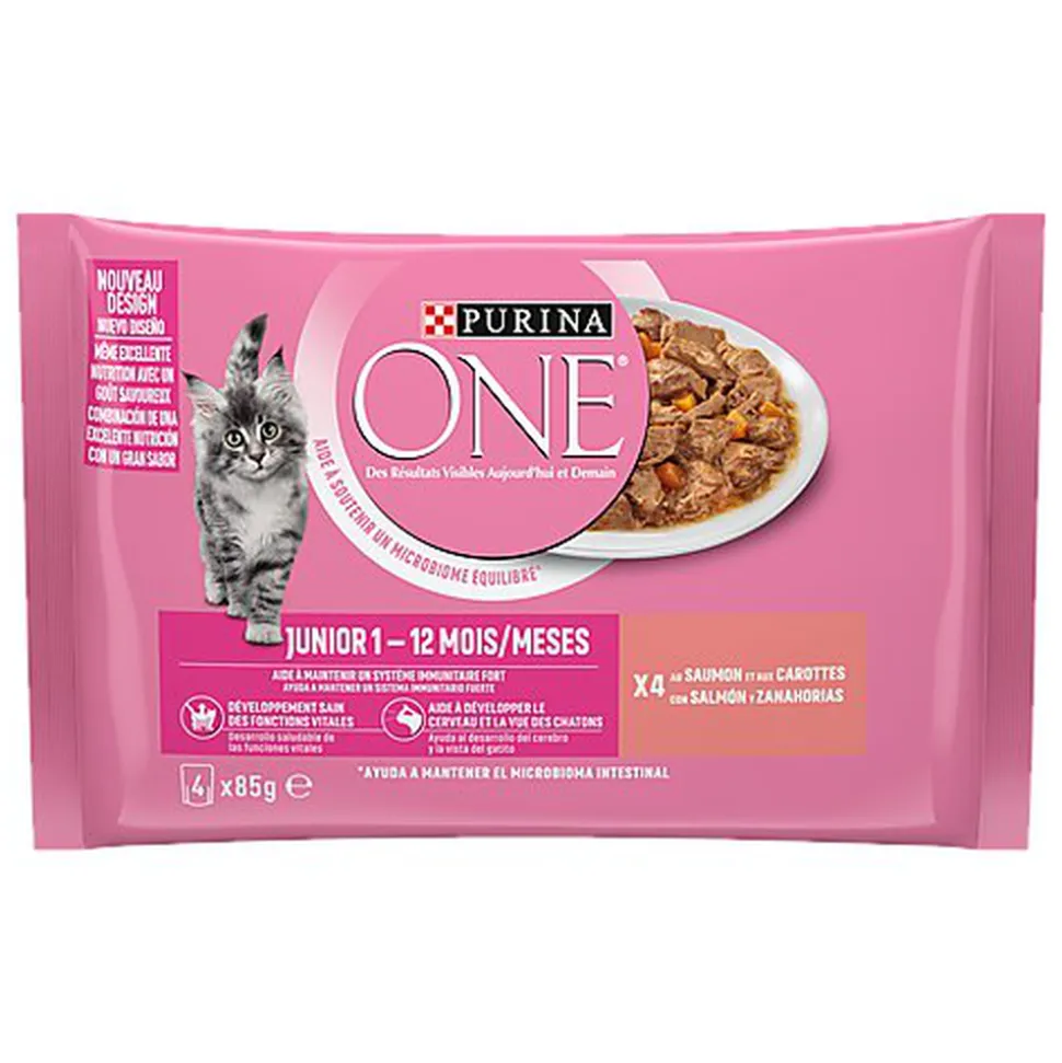 PURINA ONE - Sachets fraîcheurs au Saumon pour Chatons - 4x85g