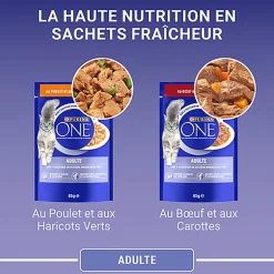PURINA ONE - Sachets fraîcheurs Poulet et Boeuf pour Chats - 4x85g