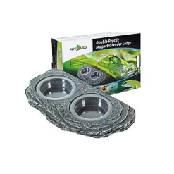 Reptizoo - Mangeoire Magnétique Double "Pierre" - 18x9,2x2,8cm