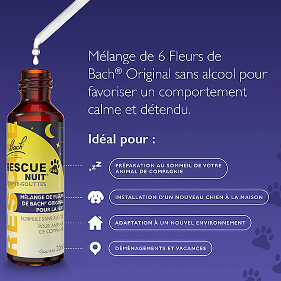 Rescue Pets - Mélange NUIT Compte-gouttes Fleur de Bach - 20ml
