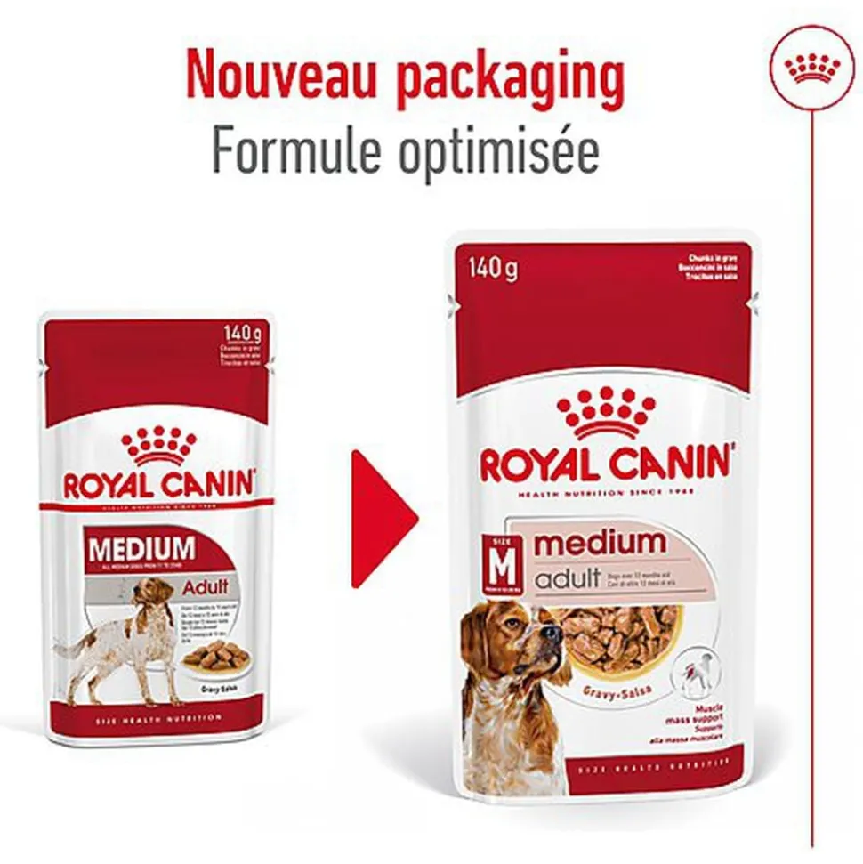 Royal Canin - Sachet Fraicheur Medium Adult En Sauce Pour Chiens - 10x140g