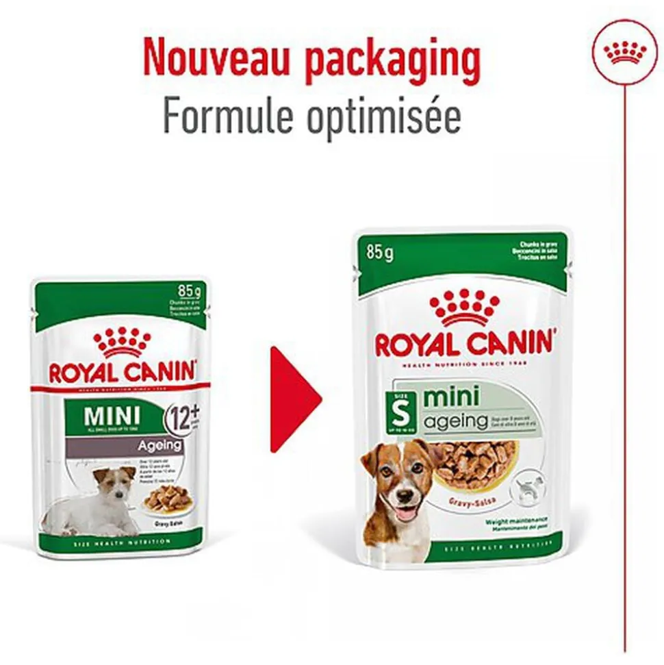 Royal Canin - Sachets Mini Ageing 12+ en Sauce pour Chien - 12X85g