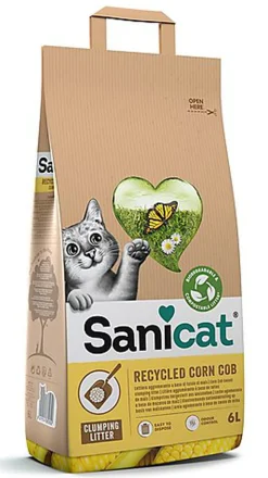 Sanicat - Litière Naturelle Agglomerante à l'Epi de Maïs Recyclé pour Chat  - 6L