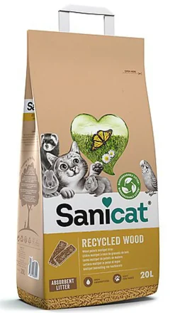 Sanicat - Litière Naturelle absorbante Multipet de Bois Recyclé pour Chat et Rongeur - 20L