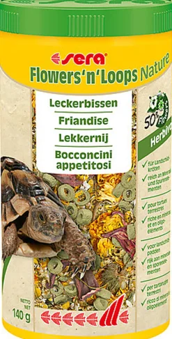 Sera - Friandises Flowers'n'Loops à base de Fleurs Sèches pour Reptiles Herbivores - 1L