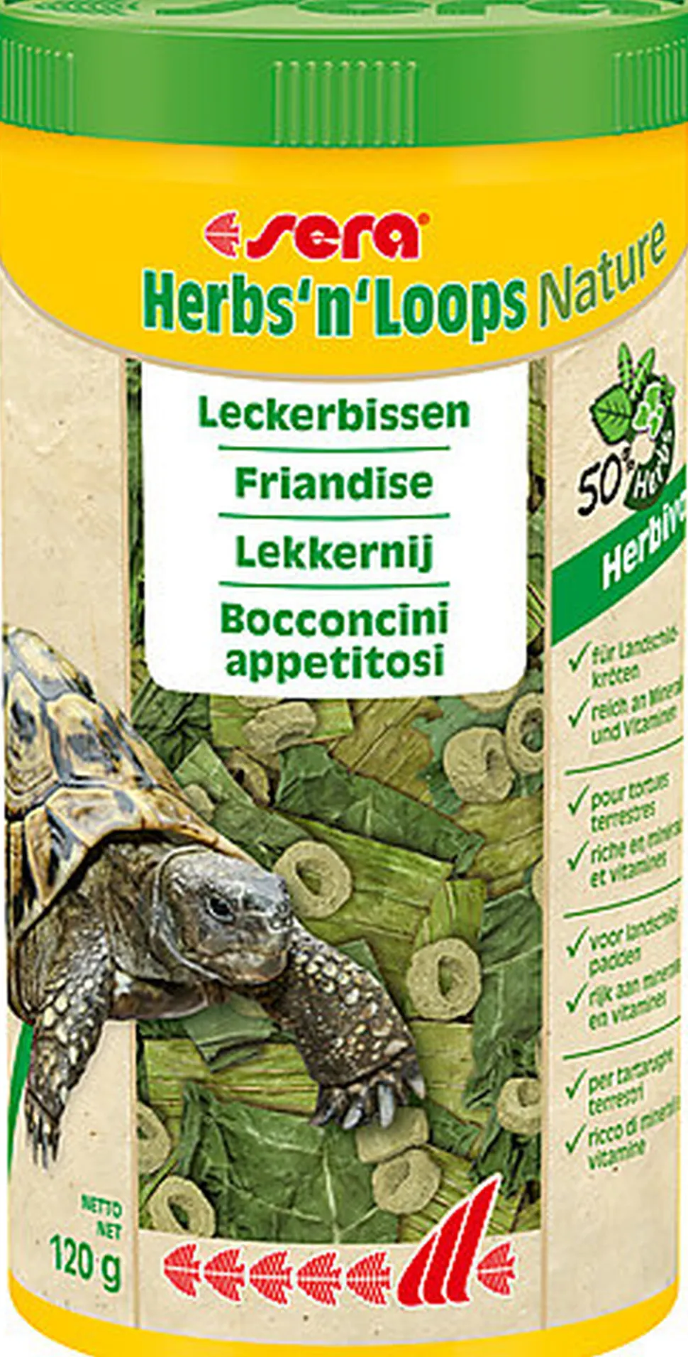 Sera - Friandises Herbs'n'Loops avec des Herbes pour Reptiles Herbivores - 1L
