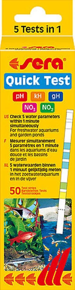 Sera - Testeur d'Eau en Bandelettes Quick Test pour Aquarium et Bassin - x50
