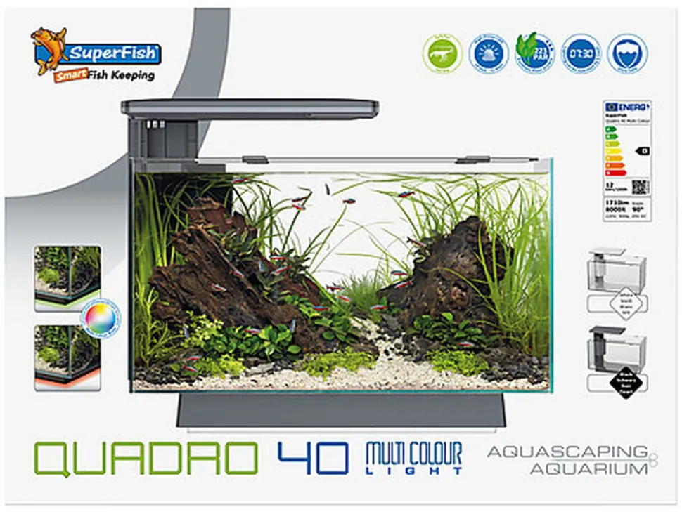Superfish - Aquarium Quadro 40 Multi Colour - Noir