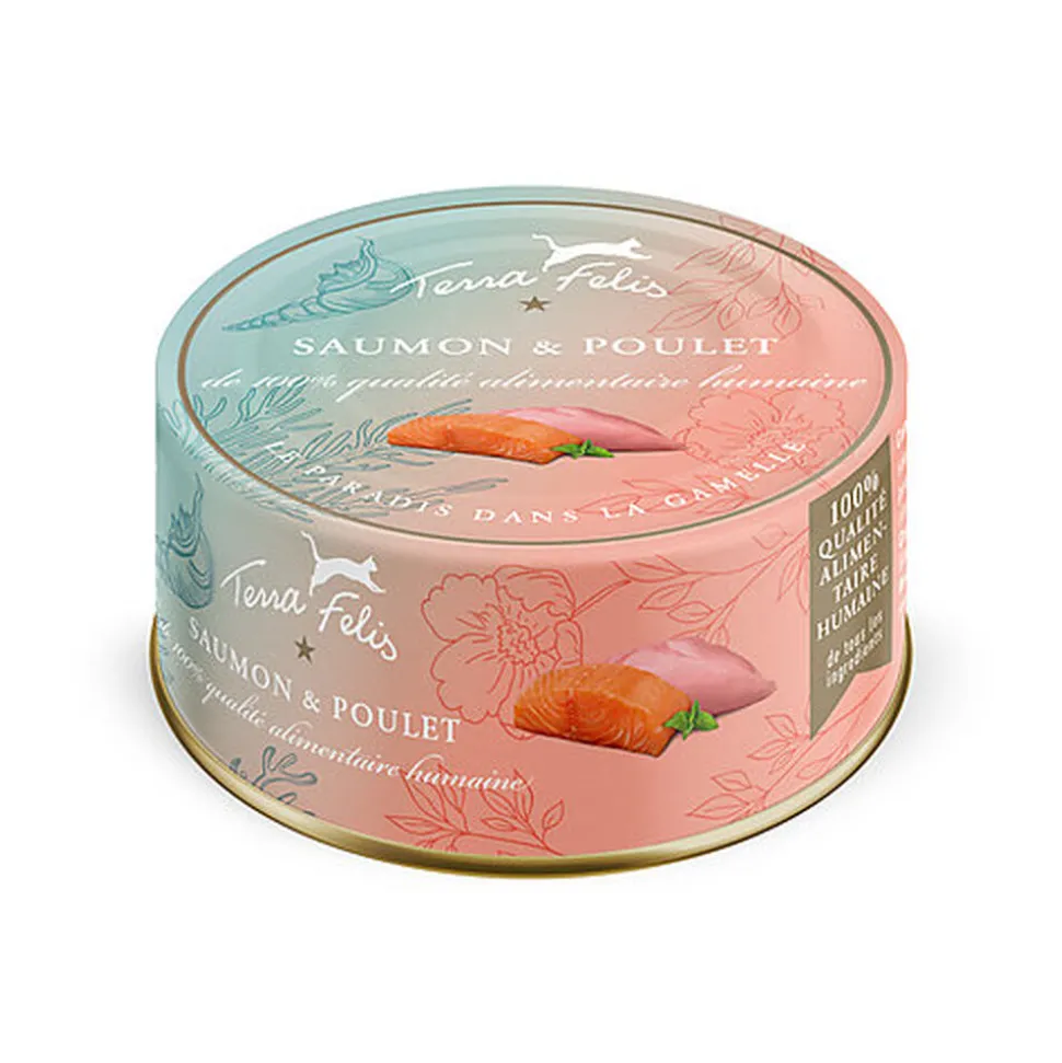 Terra Felis - Aliment Naturel au Saumon et Poulet pour Chats - 80g