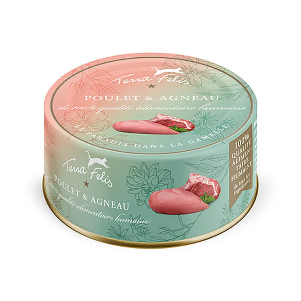 Terra Felis - Aliment Naturel au Poulet et Agneau pour Chats - 80g