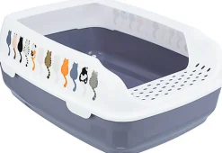 Trixie - Bac à litière Delio avec rebord imprimé gris/blanc - 38 x 20 x 50 cm