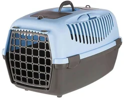 Trixie - Caisse de Transport Capri Gris Foncé/Bleu Pastel - S : 40 x 38 x 61 cm