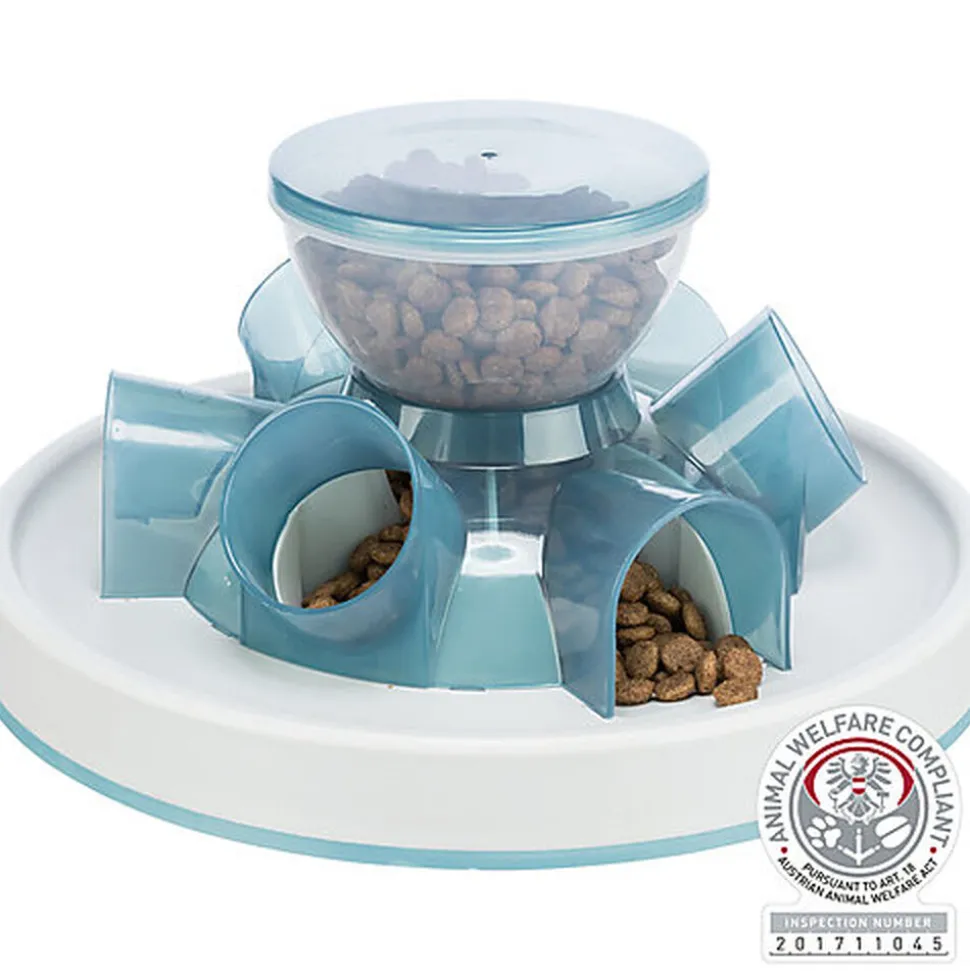 Trixie - Cat Activity Tunnel Feeder bleu/gris - 28 x 14 cm