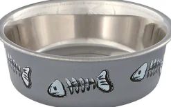 Trixie - Gamelle arête de poisson acier inox/plast./caout. - 0.25 l/12 cm