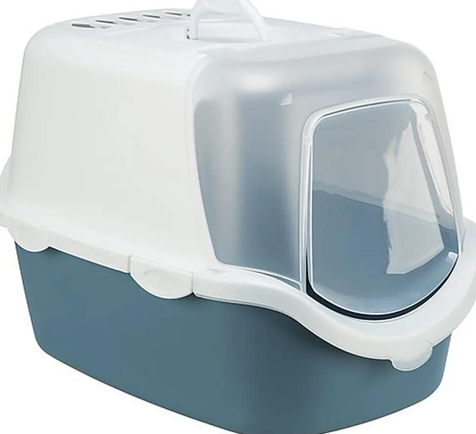 Trixie - MAISON DE TOILETTE Vico Open Top, 40 × 40 × 56 cm, bleu-gris/blanc