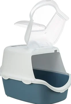 Trixie - MAISON DE TOILETTE Vico Open Top, 40 × 40 × 56 cm, bleu-gris/blanc