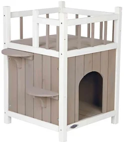 Trixie - natura Cat's Home avec balcon gris/blanc - 45 x 65 x 45 cm