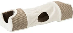 Trixie - Tunnel à griffer avec 2 abris peluche/sisal gris clair/brun - 110 x 30 x 38 cm