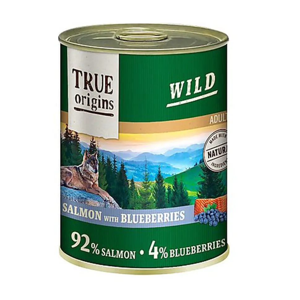 True Origins Wild - Pâtée au Saumon & Myrtilles pour Chiens Adultes - 400G