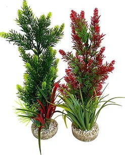 Tyrol - Décoration Cocktail Plant Large + support Sable Naturel pour Aquarium - 35cm