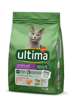 Ultima - Croquettes Chat Stérilisé Adulte Saumon - 7,5 kg