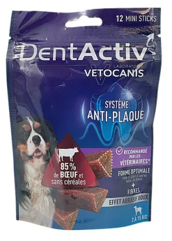 Vetocanis - Mini Sticks Dentactiv au Boeuf pour Chiens - x12