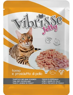 Vibrisse -  SACHET JELLY THON JAMBON DE POULET pour chats -70g