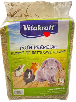 Vitakraft - Foin Premium Pomme et Betterave Rouge pour Rongeurs - 1Kg