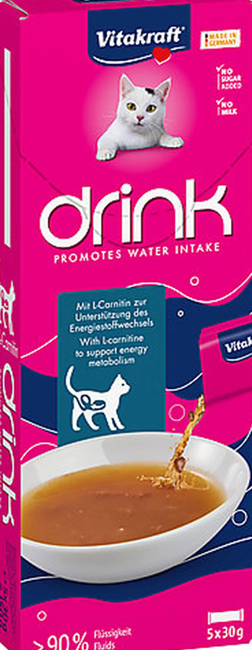 Vitakraft - Friandise Drink au Saumon + L-Carnitine pour Chats - 5x30g