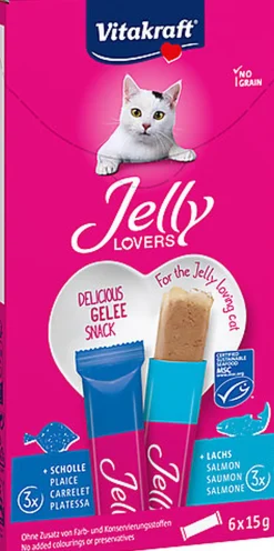 Vitakraft - Friandises Jelly Lovers Saumon et Carrelet pour Chats - 6x15g