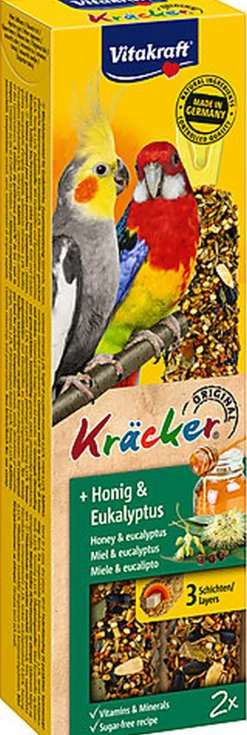 Vitakraft - Friandises Kräcker au Miel et Eucalyptus pour Grandes Perruches - x2