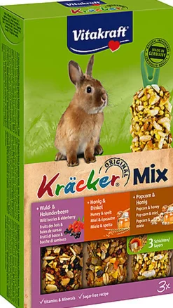 Vitakraft - Friandises Kräcker au Miel et Pop-corn pour Lapins Nains - x3