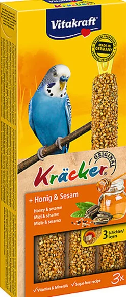Vitakraft - Friandises Kräcker Miel et Sésame pour Perruches - x3