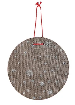 Wouapy - Griffoir Noël Rond Imprimé Flocons pour Chat - 33cm