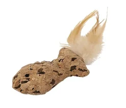 Wouapy - Jouet Poisson en Liège avec Plumes pour Chat